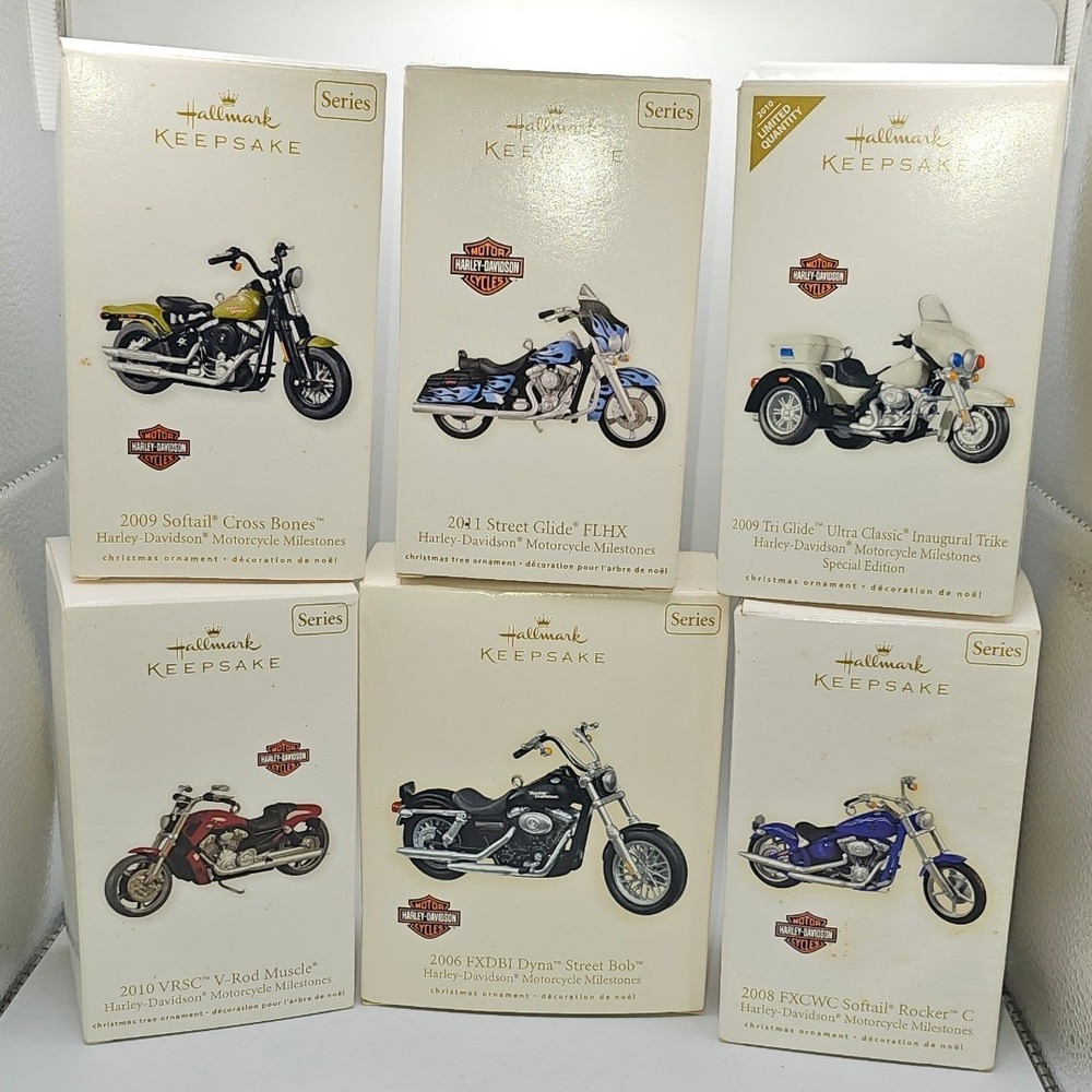 Hallmark Keepsake Harley-Davidson Motorcycle Milestones Ornaments Set  6 2006-11